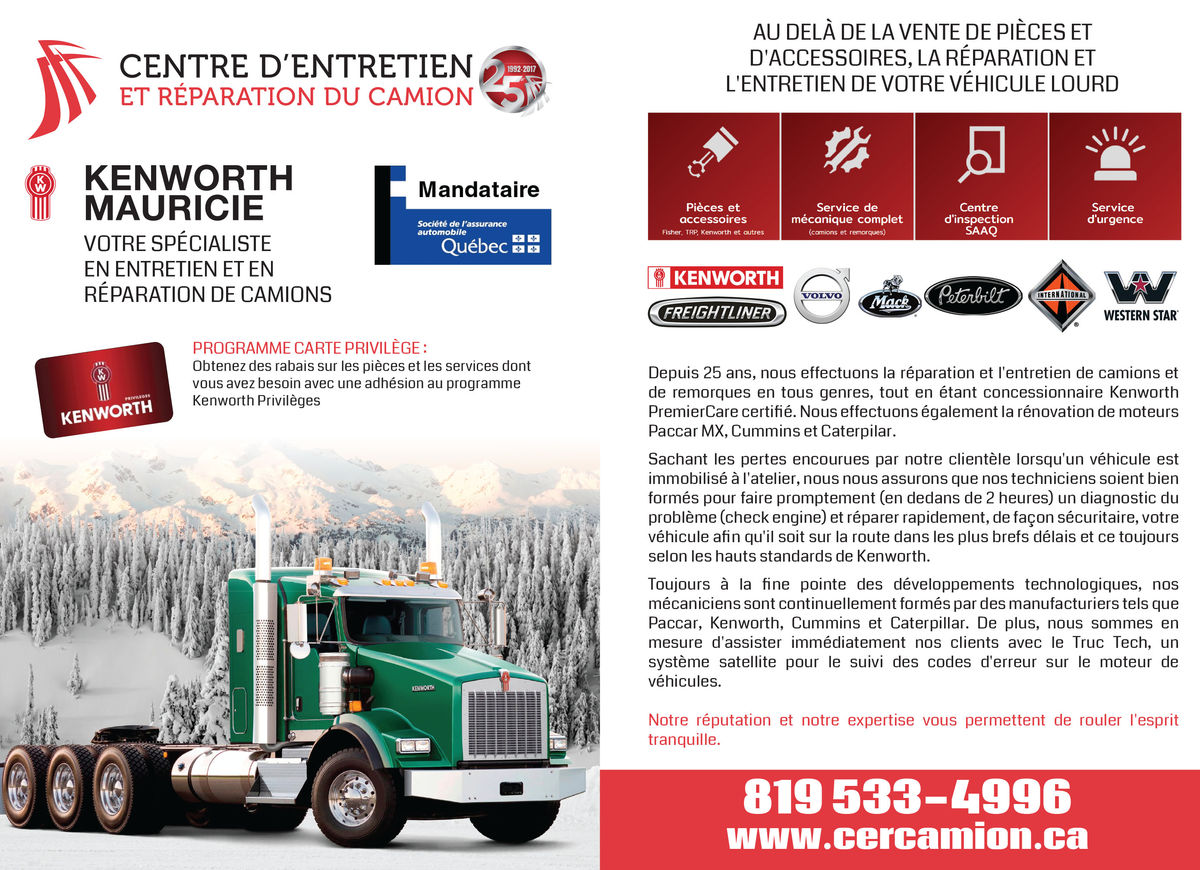 Kenworth Mauricie (centre d'entretien et réparation du camion)